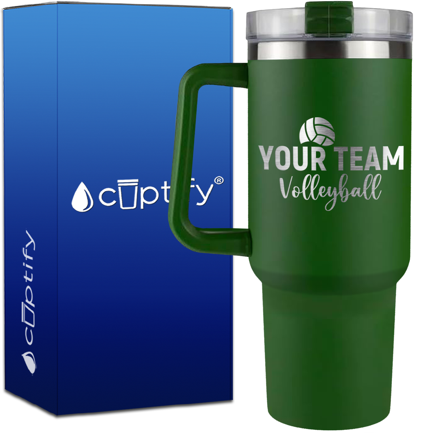 Personalized Team Name Volleyball on 40oz Volleyball Traveler Mug