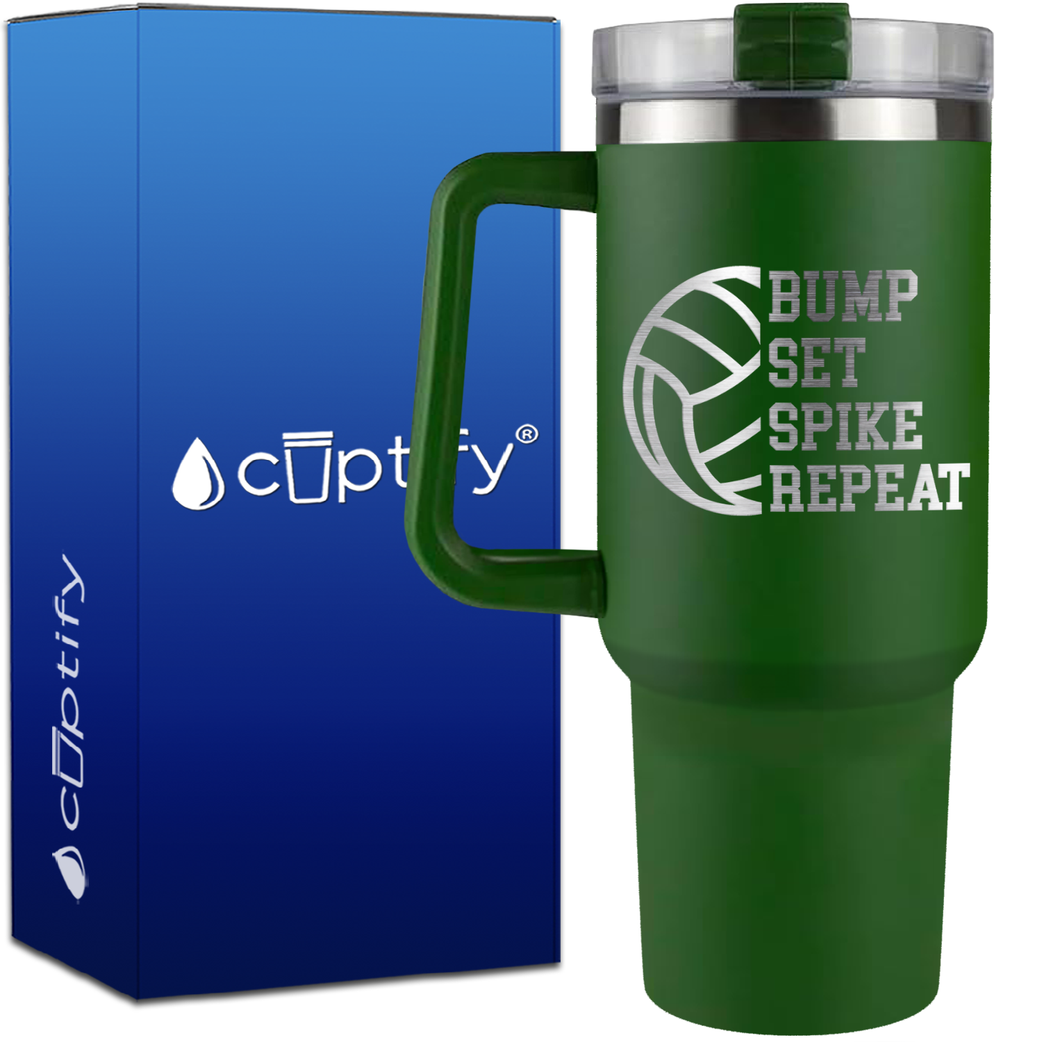 Bumb Set Spike Repeat on 40oz Volleyball Traveler Mug