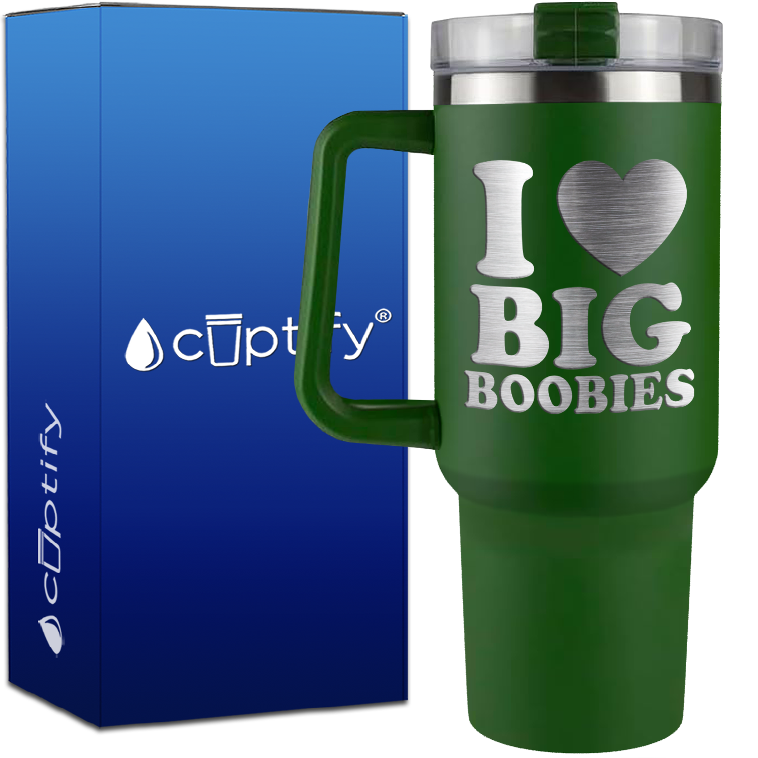 I Heart Big Boobies on 40oz Funny Traveler Mug