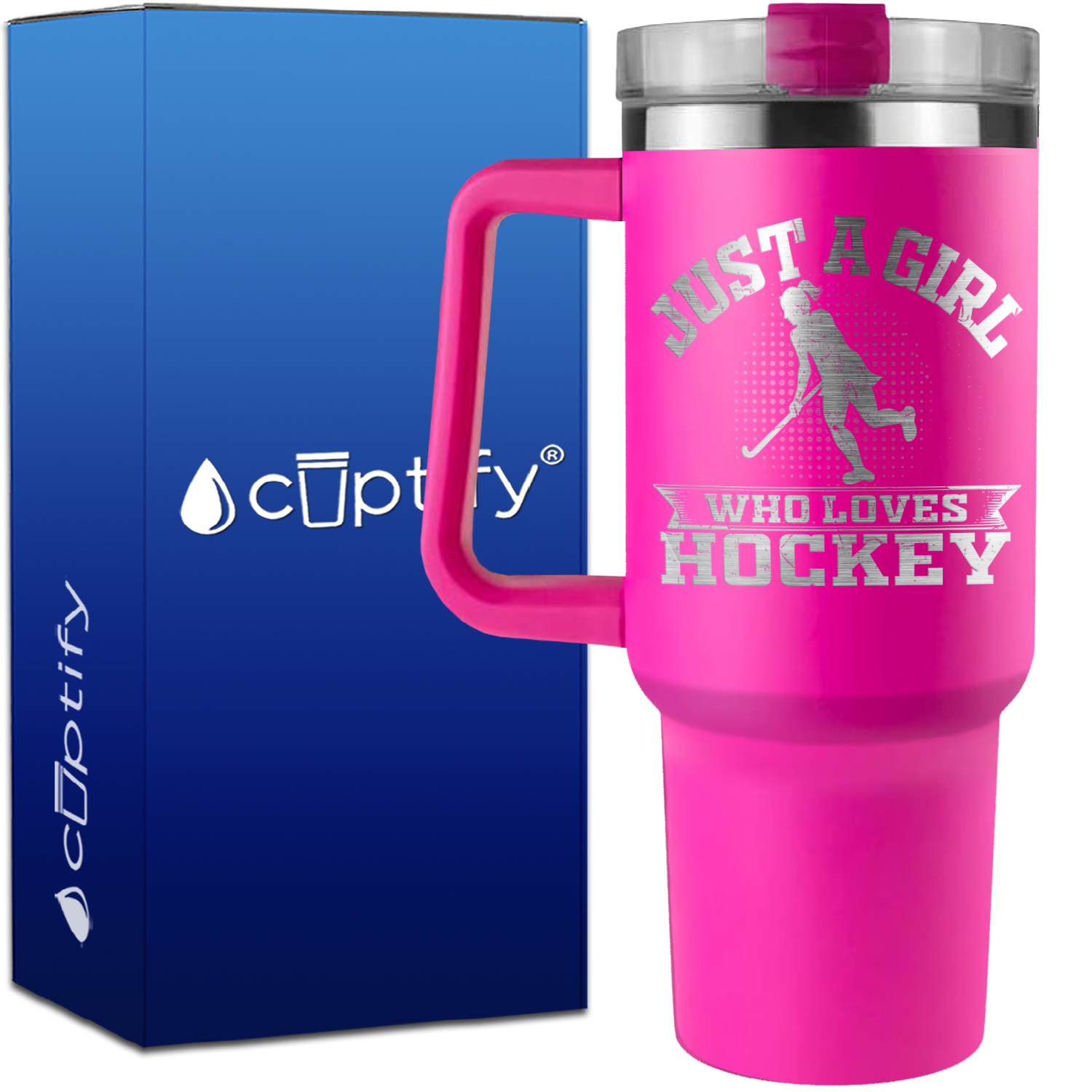 Just a Girl Who Loves Hockey Player Silhouette on 40oz Hockey Traveler Mug