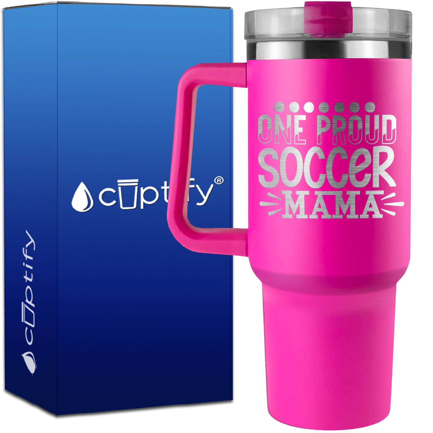 One Proud Soccer Mama with Dots on 40oz Soccer Traveler Mug