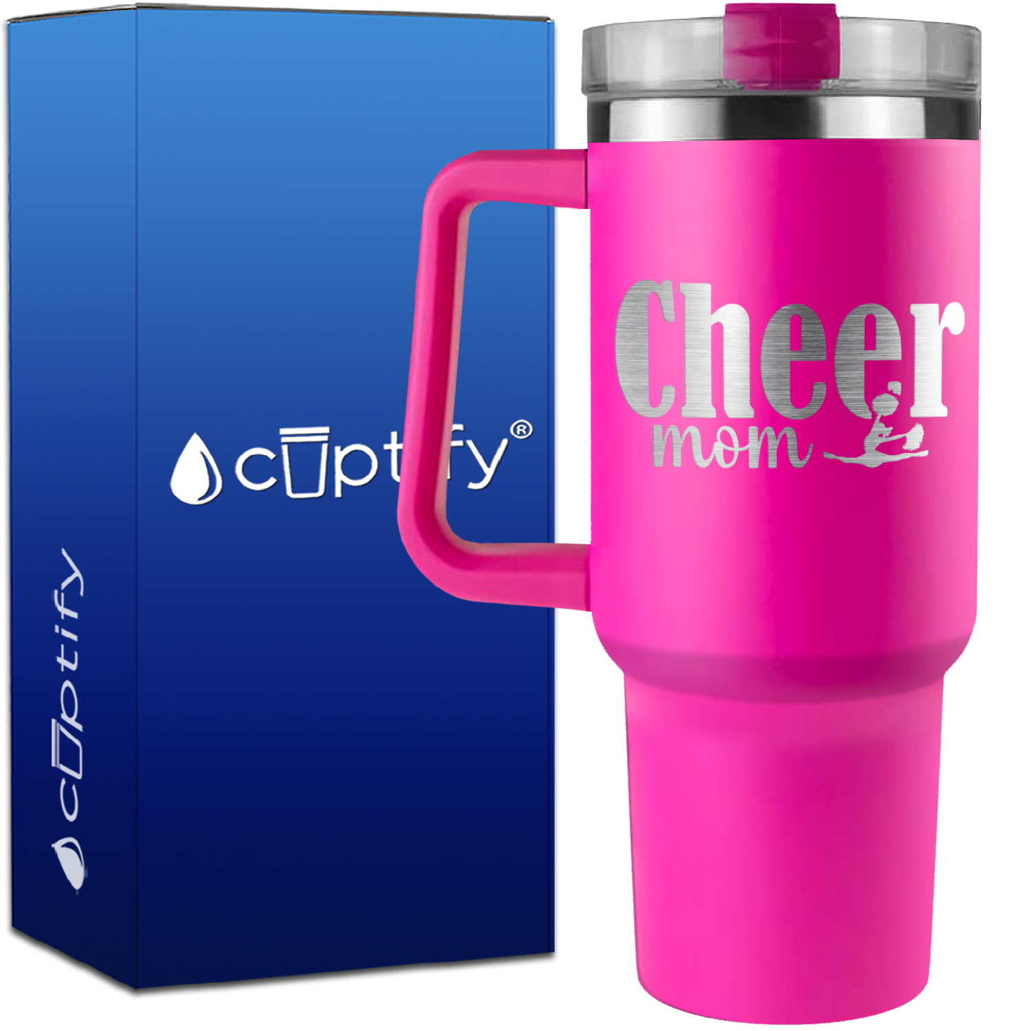 Cheer Mom with Cheerleader on 40oz Cheer Traveler Mug