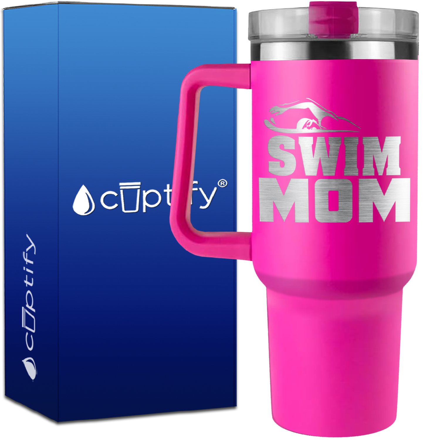 Swim Mom Silhouette on 40oz Swimming Traveler Mug