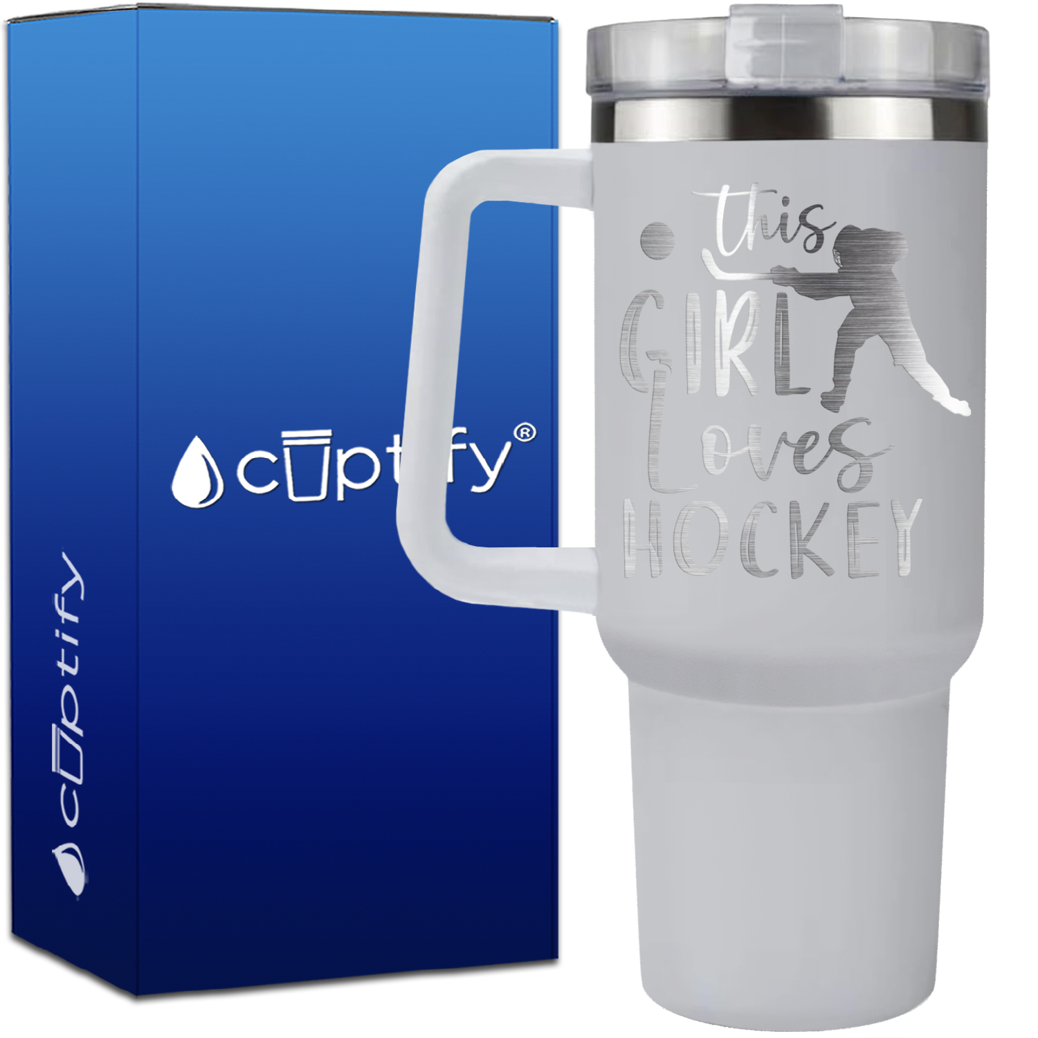 This Girl Loves Hockey on 40oz Hockey Traveler Mug