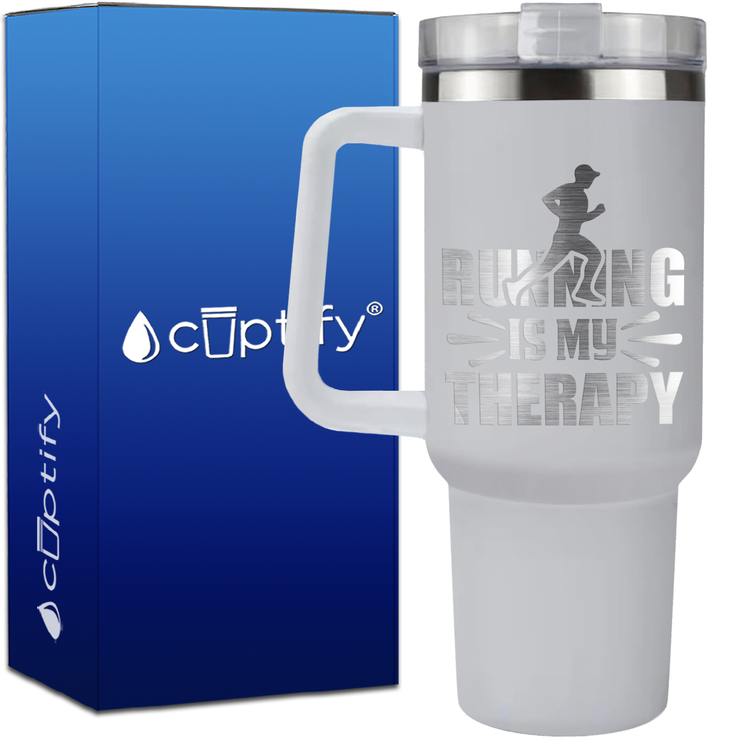 Running is my Therapy on 40oz Running Traveler Mug