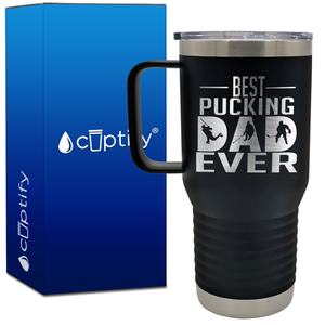 Best Pucking Dad Ever Player Silhouette 20oz Hockey Travel Mug