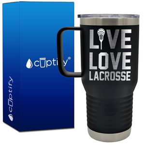 Live Love Lacrosse Stick 20oz Lacrosse Travel Mug