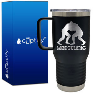 Wrestling Silhouettes 20oz Wrestling Travel Mug