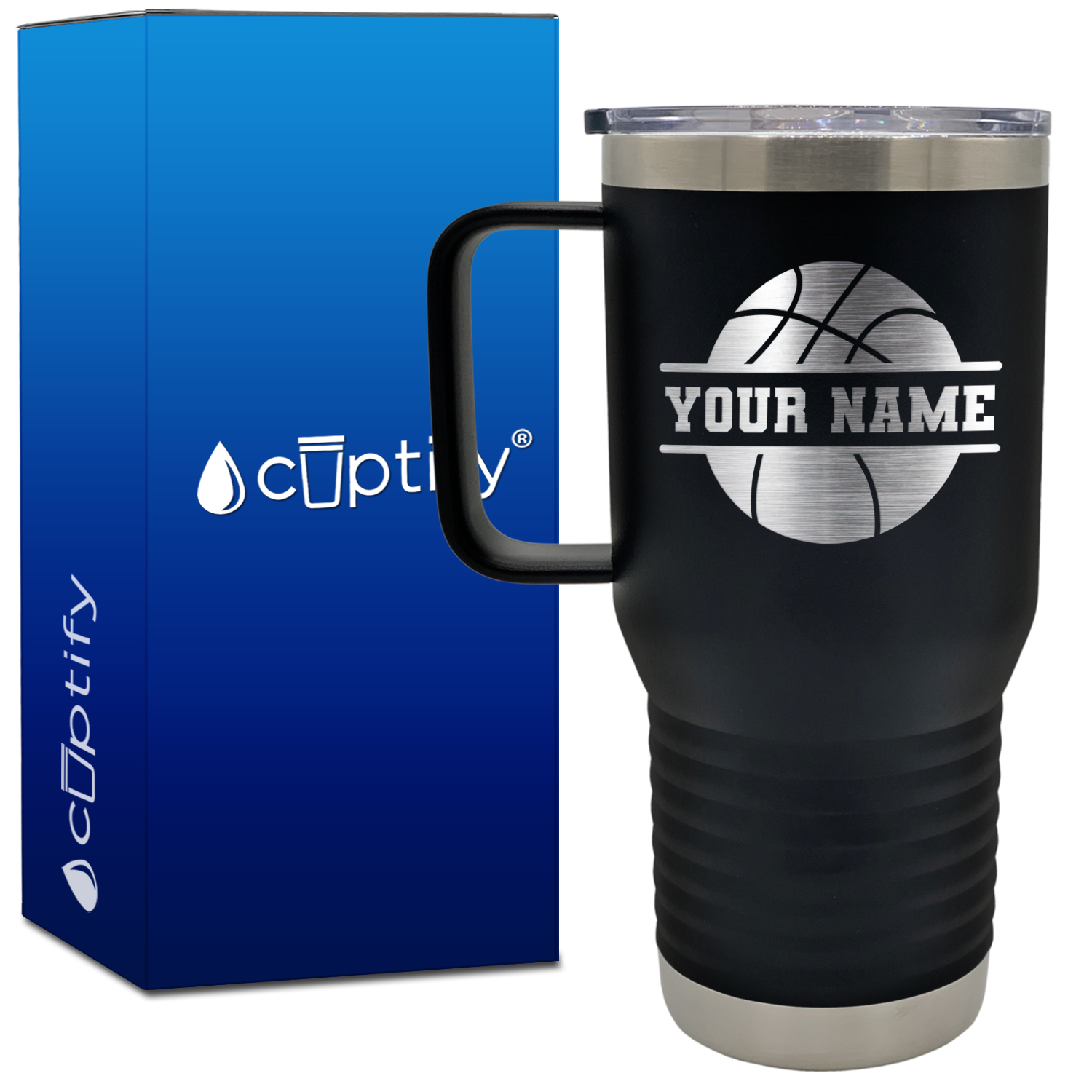 Personalized Basketball 20oz Basketball Travel Mug