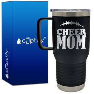 Cheer Mom Football Stitches 20oz Cheer Travel Mug