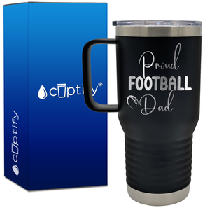 Proud Football Dad 20oz Football Travel Mug