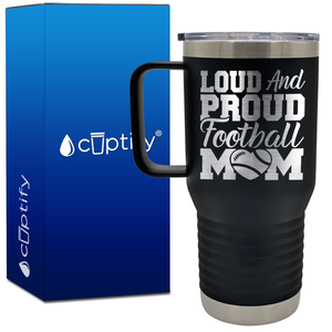 Loud and Proud Football Mom Heart 20oz Football Travel Mug