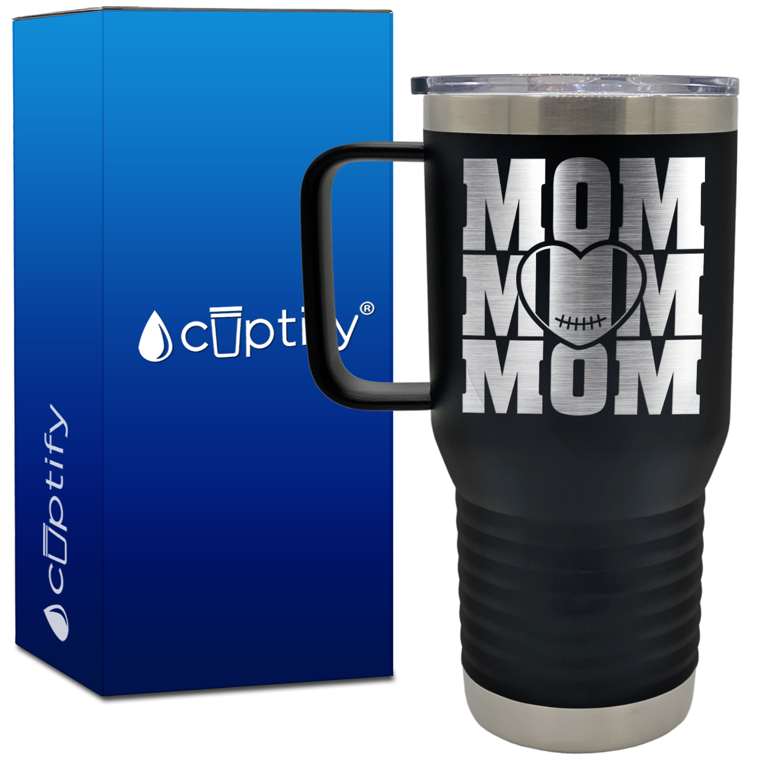 Mom Mom Mom Football 20oz Football Travel Mug