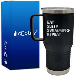 Eat Sleep Swimming Repeat 20oz Swimming Travel Mug