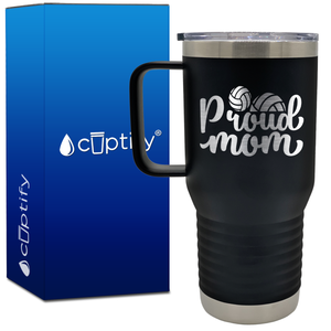 Proud Mom Volleyball 20oz Volleyball Travel Mug