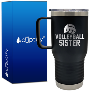 Volleyball Sister Half Ball 20oz Volleyball Travel Mug