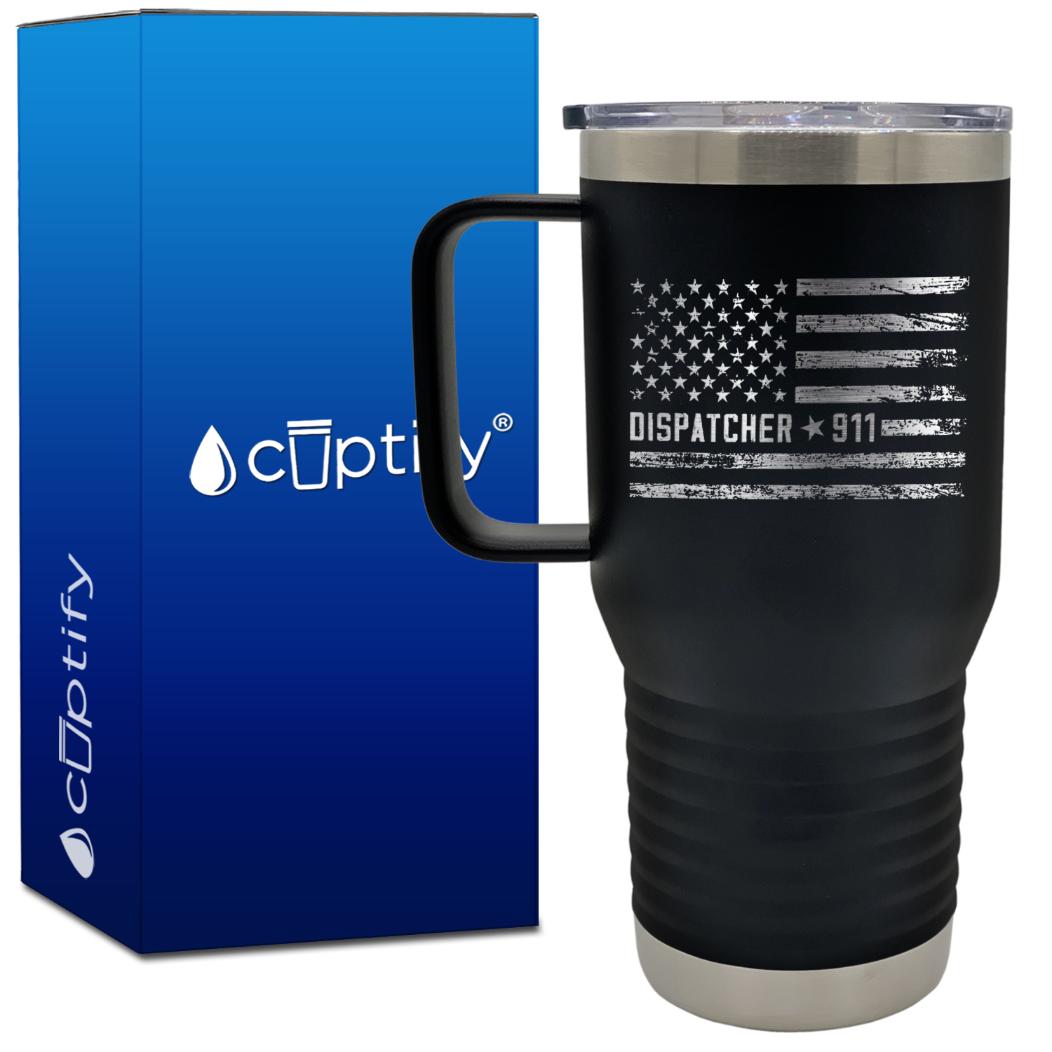 Dispatcher 911 Distressed Flag 20oz Dispatcher Travel Mug