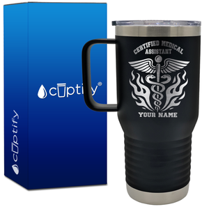 Personalized Certified Medical Assistant Stylish Caduceus 20oz CMA Travel Mug