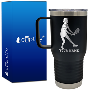 Personalized Female Tennis Player 20oz Tennis Travel Mug