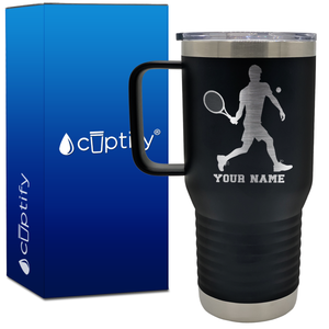 Personalized Tennis Player Silhouette 20oz Tennis Travel Mug