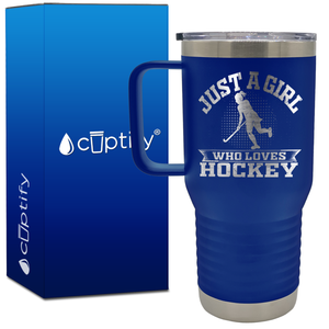 Just a Girl Who Loves Hockey Player Silhouette 20oz Hockey Travel Mug