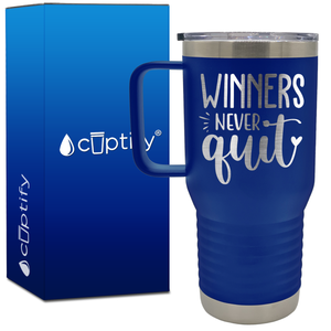 Winners Never Quit 20oz Baseball Travel Mug