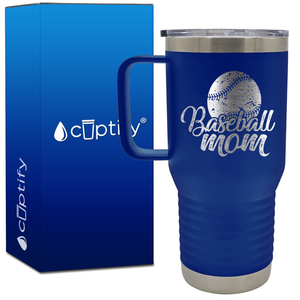 Baseball Mom Distressed 20oz Baseball Travel Mug