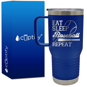 Eat Sleep Baseball Repeat Bat and Ball 20oz Baseball Travel Mug