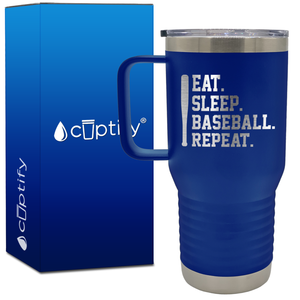 Eat. Sleep. Baseball. Repeat. Bat 20oz Baseball Travel Mug