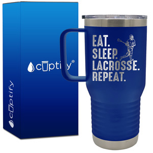 Eat. Sleep. Lacrosse. Repeat. 20oz Lacrosse Travel Mug