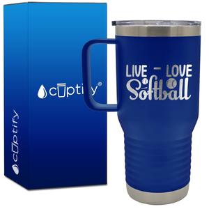 Live Love Softball 20oz Softball Travel Mug