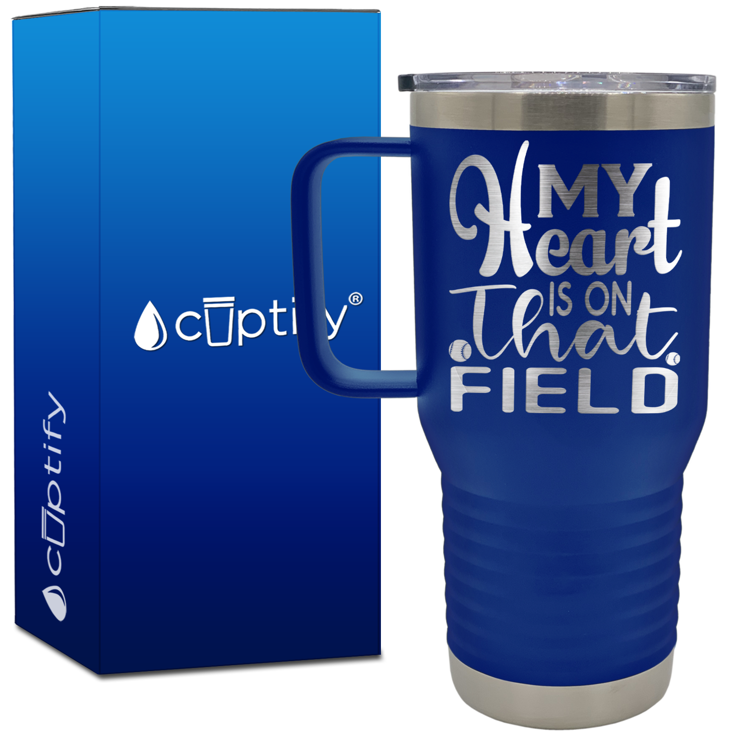 My Heart is on That Field Softball 20oz Softball Travel Mug