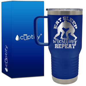 Eat Sleep Wrestling Repeat 20oz Wrestling Travel Mug