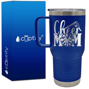 Cheer Mom Pom Pom and Megaphone 20oz Cheer Travel Mug