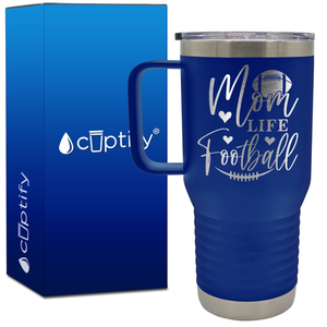 Mom Life Football 20oz Football Travel Mug