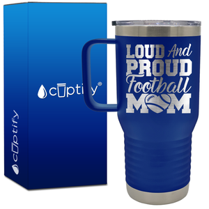 Loud and Proud Football Mom Heart 20oz Football Travel Mug