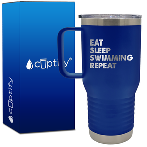 Eat Sleep Swimming Repeat 20oz Swimming Travel Mug