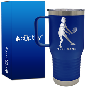 Personalized Female Tennis Player 20oz Tennis Travel Mug