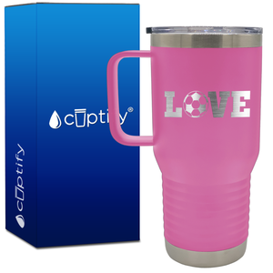 Love Soccer Ball 20oz Soccer Travel Mug