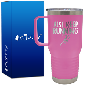 Just Keep Running Man Silhoutte 20oz Running Travel Mug