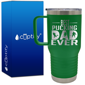 Best Pucking Dad Ever Player Silhouette 20oz Hockey Travel Mug