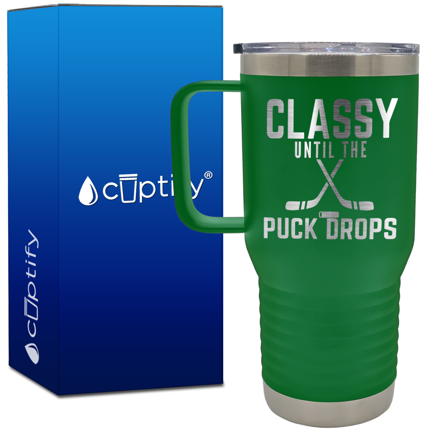 Classy Until the Puck Drops 20oz Hockey Travel Mug