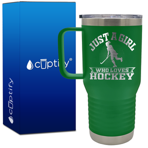 Just a Girl Who Loves Hockey Player Silhouette 20oz Hockey Travel Mug