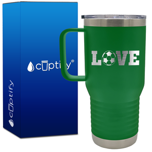 Love Soccer Ball 20oz Soccer Travel Mug