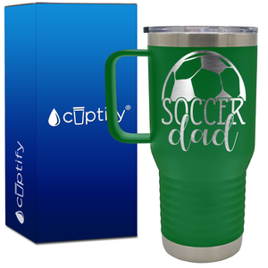 Soccer Dad with Ball on Top 20oz Soccer Travel Mug