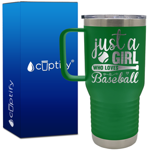 Just a Girl Who Loves Baseball 20oz Baseball Travel Mug