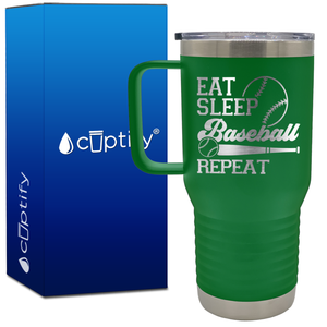 Eat Sleep Baseball Repeat Bat and Ball 20oz Baseball Travel Mug