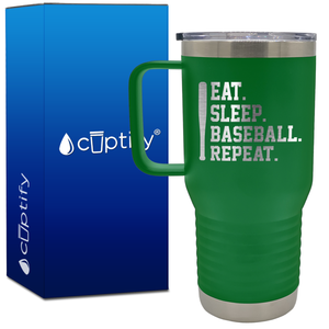 Eat. Sleep. Baseball. Repeat. Bat 20oz Baseball Travel Mug