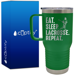 Eat. Sleep. Lacrosse. Repeat. 20oz Lacrosse Travel Mug