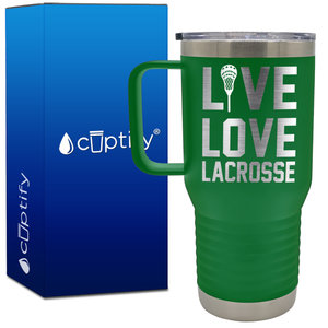 Live Love Lacrosse Stick 20oz Lacrosse Travel Mug